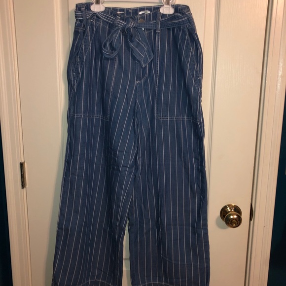 Seven7 Pants - Wide Leg Striped Denim Pants